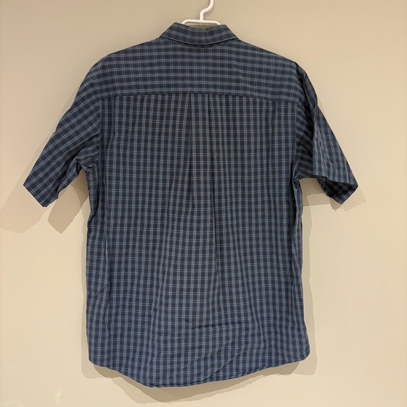 L.L. Bean Men's Navy Checkered Button Down Shirt Short Sleeve Medium Regular - Picture 5 of 6